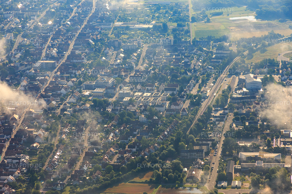 Luftbild: Im Stadtkern unter Wolken in Kandel im Bundesland Rheinland-Pfalz in Deutschland. Foto: IMG_089989.jpg vom 26.06.2016 durch Werner Riehm/FLY-FOTO.de
