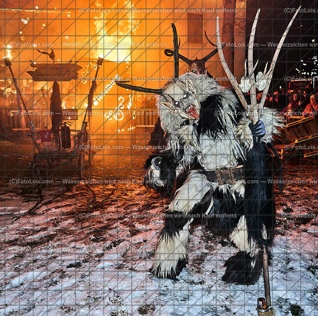 ALP9644_Wieselburger ADVENT_Wintersonnenwende_Perchtenlauf | (C)FotoLois.com, Alois Spandl, Wieselburger Advent, Wintersonnenwendfeier mit Umzug durch die Stadt, Sonnenwendfeuer und Perchtenlauf mit Show im Schlosspark, Mitwirkung der Partnergemeinde EINBECK, Sa 17. Dezmber 2022.