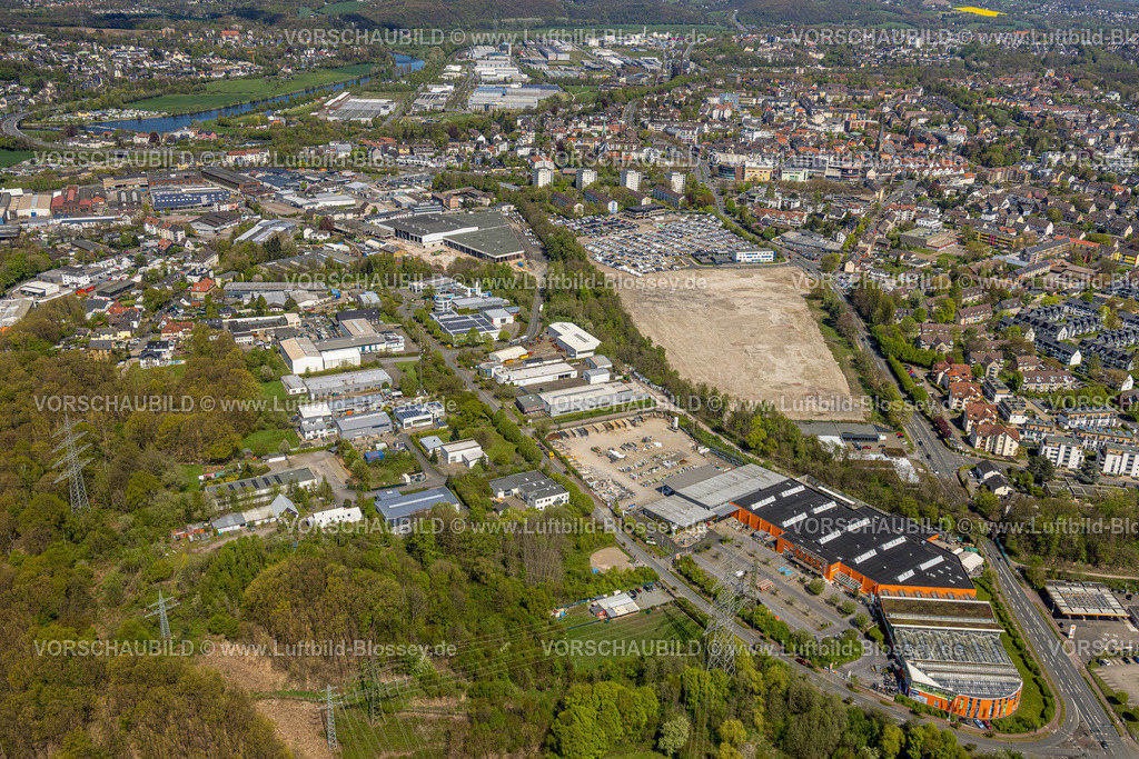 Hattingen230406773 | Luftbild, Gewerbegebiet Nierenhofer Straße, ehemaliges O&amp;K Gelände, Polizeiwache Hattingen, Rosenthal, Hattingen, Ruhrgebiet, Nordrhein-Westfalen, Deutschland