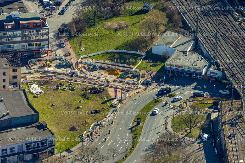 Dortmund250300214 | Luftbild, Baustelle Straßenarbeiten an der Münsterstraße, Bahngleise, Nordmarkt, Dortmund, Ruhrgebiet, Nordrhein-Westfalen, Deutschland