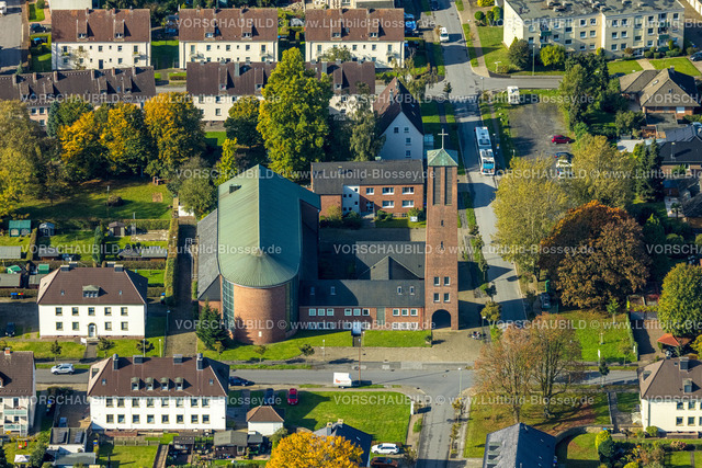 Luenen241012104 | Luftbild, kath. Kirche St. Joseph, Wohngebiet, Lünen, Ruhrgebiet, Nordrhein-Westfalen, Deutschland
