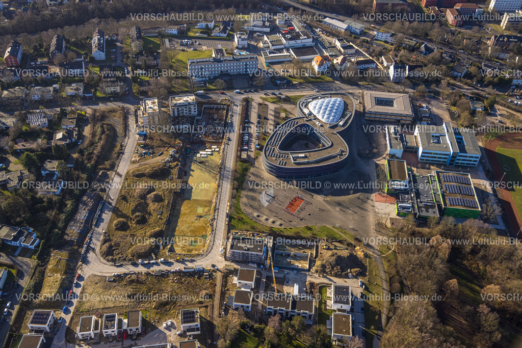 Bochum240103619 | Luftbild, Neues Gymnasium Bochum und Baustelle Quartier 47 Querenburger Straße, Wiemelhausen, Bochum, Ruhrgebiet, Nordrhein-Westfalen, Deutschland