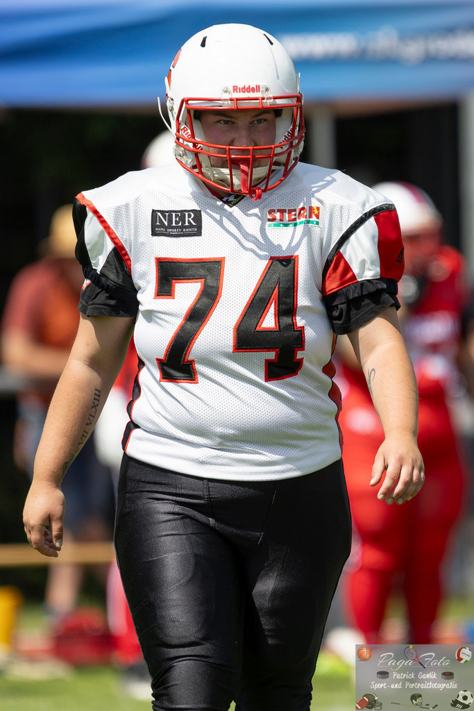 GFLW 1: German Football League Women 1: Rodgau Pioneers Ladies - Stuttgart Scorpions Sisters, 07.06.2026 | Christina Utzinger (Stuttgart Scorpions Sisters #74), Freisteller, Portrait / Porträt, Rodgau Pioneers Ladies - Stuttgart Scorpions Sisters, Rodgau, Maingau-Energie-Stadion "Am Weichsee", 7.6.2026 - Realisiert mit Pictrs.com