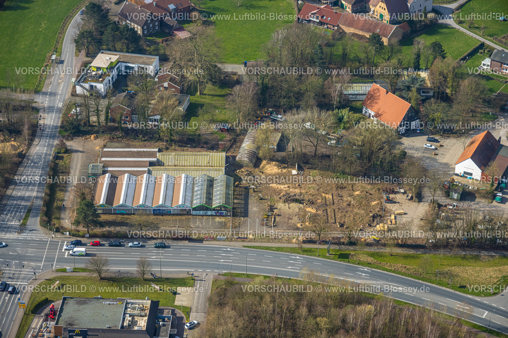 Hamm240306693 | Luftbild, Straßenkreuzung Werler Straße und Ostdorfstraße, Baustelle an der Ostdorfstraße, Gelände ehemaliges Gartencenter-Kley, Stadtbezirk Rhynern, Hamm, Ruhrgebiet, Nordrhein-Westfalen, Deutschland