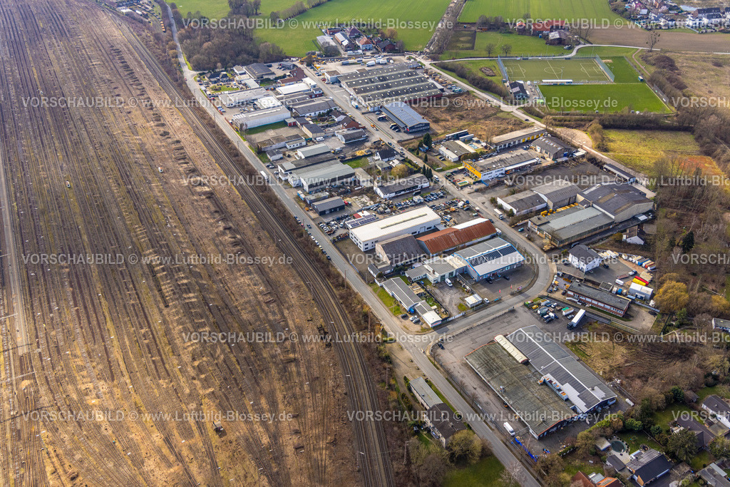 Hamm230215540 | Luftbild, Rangierbahnhof Hamm, Gewerbegebiet Schieferstraße, Stadtbezirk Pelkum, Hamm, Ruhrgebiet, Nordrhein-Westfalen, Deutschland