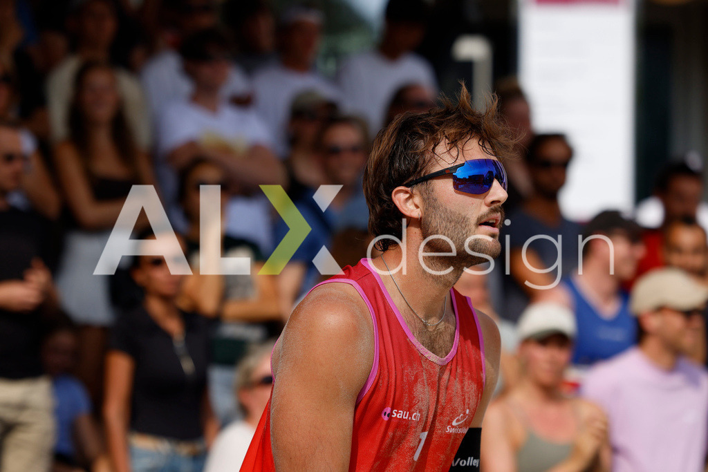 Obi BeachTour 2026 - Basel | BASEL, SWITZERLAND - JULY 19: LEO DILLIER (SUI) during the Obi BeachTour 2026 match between DILLIER / FLÜCKIGER (SUI) and BREER / KÄLIN (SUI) at Barfüsserplatz on July 19, 2026 in Basel, Switzerland. - Realisiert mit Pictrs.com