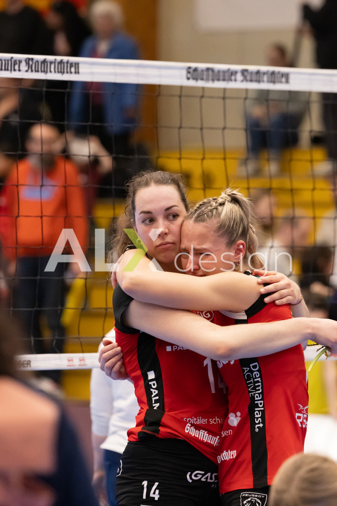 Volleyball I Frauen I Saison 2025-2026 I Volleyball NLA | Women I 1/2 Finals I  VC Kanti Schaffhausen - Sm'Aesch Pfeffingen I 22.03.2026 | 14 Josipa Marković (HR) (VC Kanti Schaffhausen) – Aussen und 8 Lina-Marie Lieb (DE) (VC Kanti Schaffhausen) – Aussen - Realisiert mit Pictrs.com