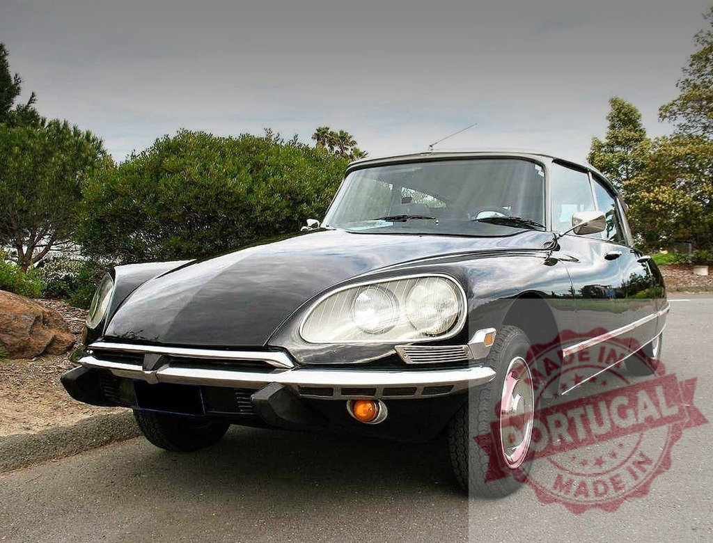Black Citroen DS vintage car parked outside | Black vintage Citroen DS car showcasing classic French design and luxury - Realisiert mit Pictrs.com