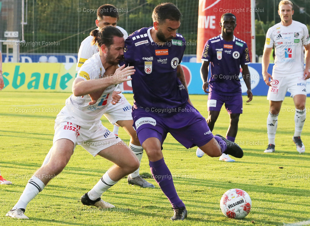 A_LUI_030824_05 | SPORT,FUSSBALL,ADMIRAL BUNDESLIGA RC PELLETS WAC-AUSTRIA KLAGENFURT 03.08.2024 IM BILD: THOMAS SABITZER  (WAC) UND KOSMAS GKEZOS (A.KLAGENFURT) FOTO:FOTOLUI/MW