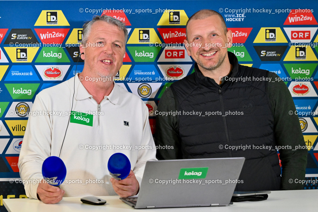 EC IDM WÄRMEPUMPEN VSV vs. MOSER MEDICAL GRAZ99ERS | EC VSV Hallensprecher Gerhard Oberrauner, Philipp Pinter Sportdirektor Graz 99ers, EC IDM WÄRMEPUMPEN VSV vs. MOSER MEDICAL GRAZ99ERS, EC IDM WÄRMEPUMPEN VSV vs. MOSER MEDICAL GRAZ99ERS am 12.03.2026 in Villach (Stadthalle Villach), Austria, (Photo by Bernd Stefan)