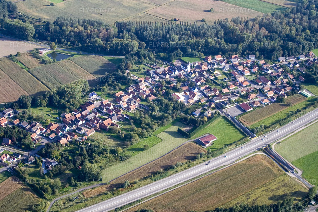 Luftbild: Kesseldorf von Westen in Kesseldorf im Bundesland Bas-Rhin in Frankreich. Foto: IMG_8099.jpg vom 15.09.2007 durch Werner Riehm/FLY-FOTO.de