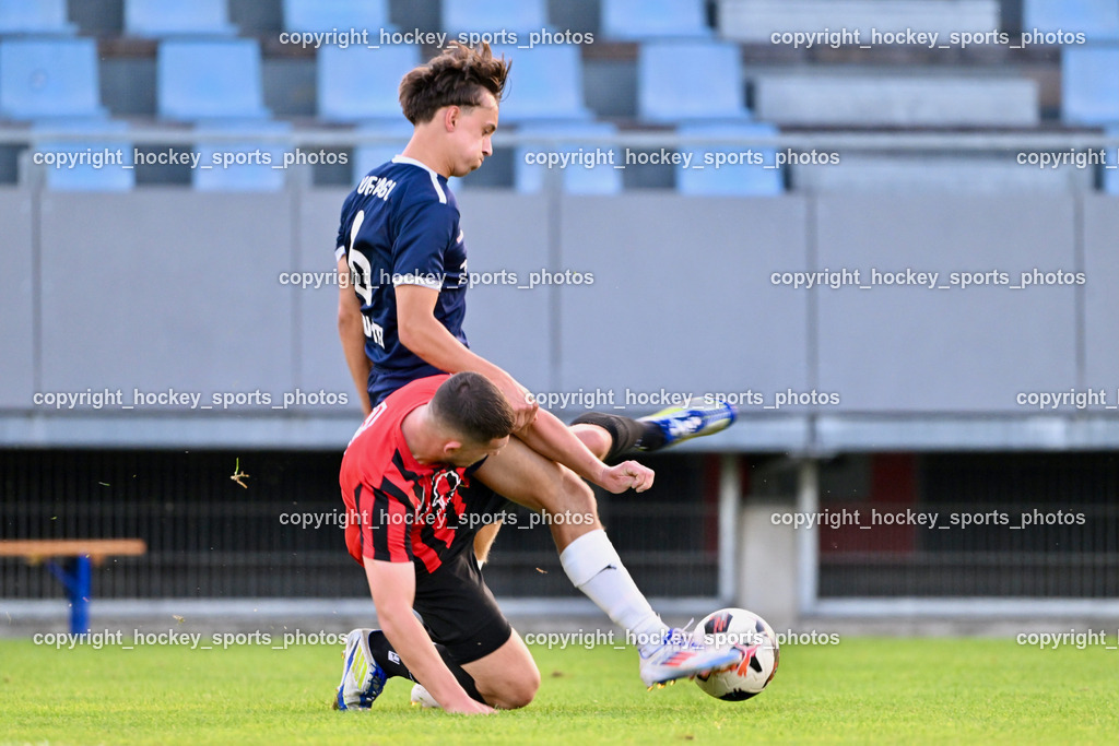 SC St. Veit vs. FC Nussdorf Debant | #2 Philipp Straganz FC Nussdorf Debant, #6 Julian Hufnagl SC St. Veit, SC St. Veit vs. FC Nussdorf Debant, SC St. Veit vs. FC Nussdorf Debant am 22.08.2025 in St. Veit an der Glan (Jacques Lemans Arena), Austria, (Photo by Bernd Stefan)