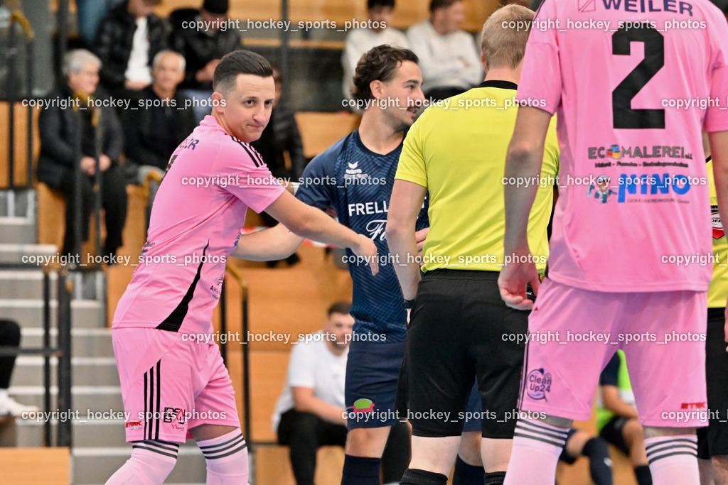 Carinthia Flamengo Futsal Club vs. LPSV-K | #7 Enes Brdjanovic Carinthia Flamengo, #3 Nemanja Lukic LPSV-K, Carinthia Flamengo Futsal Club vs. LPSV-K, Carinthia Flamengo Futsal Club vs. LPSV-K am 03.11.2024 in Klagenfurt (Ballspielhalle Viktring), Austria, (Photo by Bernd Stefan)