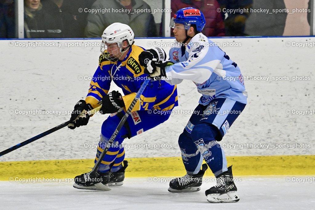 EHC Althofen vs. ESC Steindorf 6.3.2024 | #24 Rainer Oliver EHC Althofen, #92 Ratz Patrick ESC Steindorf, EHC Althofen vs. ESC Steindorf 6.3.2024, EHC Althofen vs. ESC Steindorf am 06.03.2024 in Althofen (Stadthalle Althofen ), Austria, (Photo by Bernd Stefan)