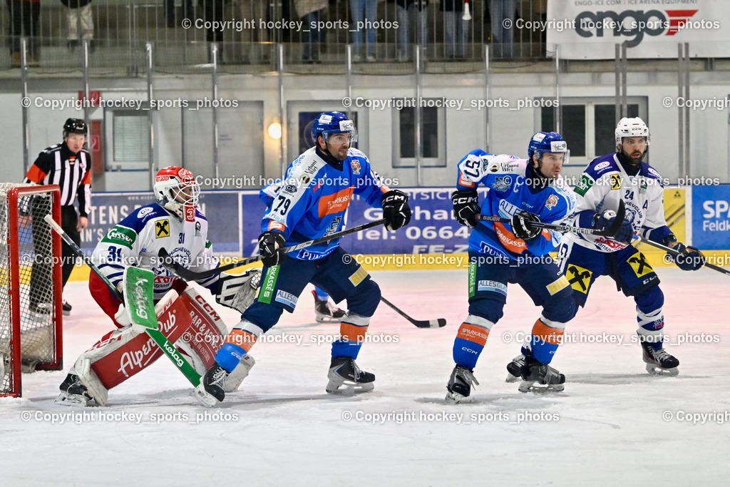 ESC Sparkasse STEINDORF vs. UECR Huben | #31 Sicher Michael UECR EISBÄREN HUBEN, #79 Petrik Benjamin ESC Steindorf, #57 Wilfan Franz ESC Steindorf, #24 Veider Kevin UECR EISBÄREN HUBEN, ESC Sparkasse STEINDORF vs. UECR Huben, ESC Sparkasse STEINDORF vs. UECR Huben am 30.01.2026 in Steindorf (Ossiachersee Halle), Austria, (Photo by Bernd Stefan)