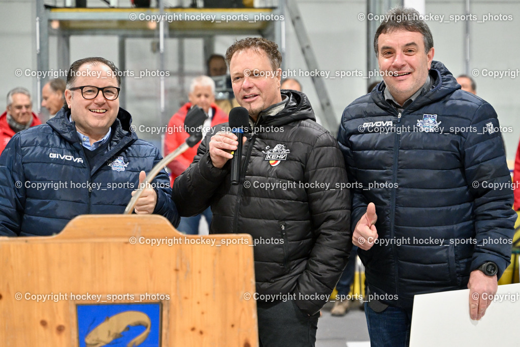 ESC Soccerzone Steindorf 50 Jahr Feier 26.2.2023 | Sportlicher Leiter ESC Steindorf, KEHV Präsident Michael Herzog Löschnig, Obmann ESC Steindorf Hans Tschernutter