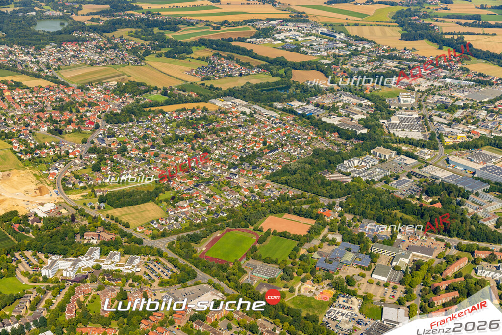 Luftaufnahme Heidenoldendorf Detmold - Die Luftaufnahme wurde 2025 vom UL-Flugzeug heraus erstellt ( ohne Drohne ) - Hochauflösende Luftaufnahme - für professionelle Ausdrucke geeignet. Die Geschenkidee !Mit Lizenz und Bildrechte bestellbar