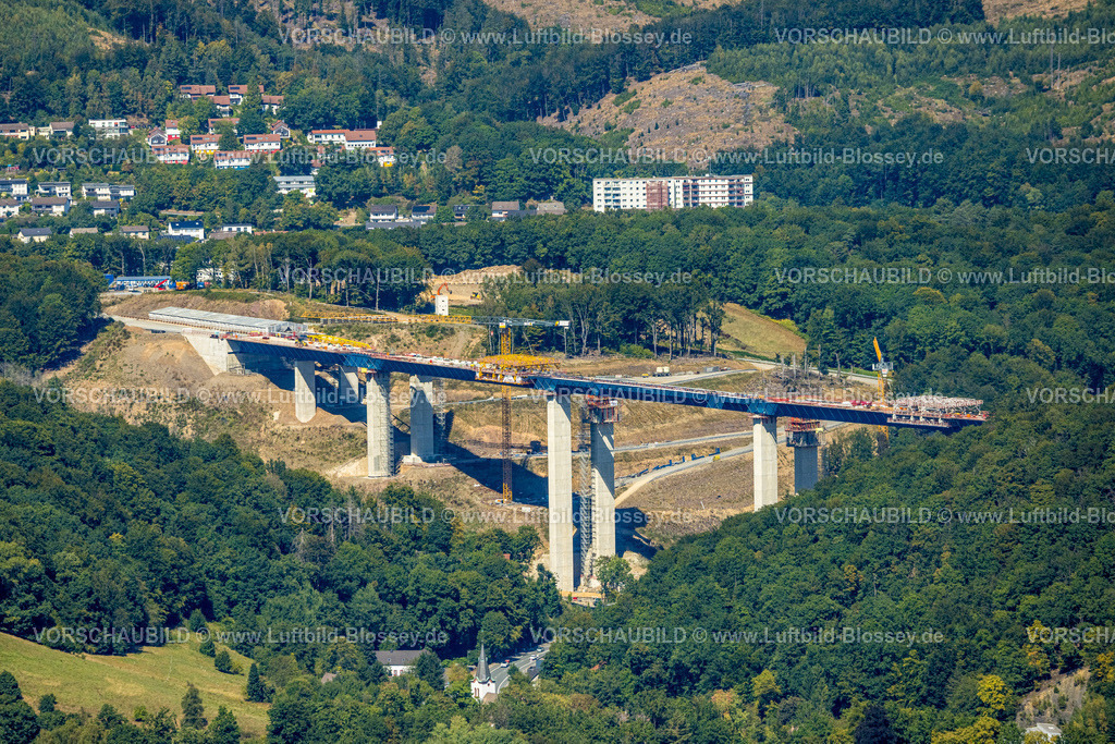 Luedenscheid250814070 | Luftbild, Großbaustelle der Rahmedetalbrücke der Autobahn A.45, Gevelndorf, Lüdenscheid, Sauerland, Nordrhein-Westfalen, Deutschland
