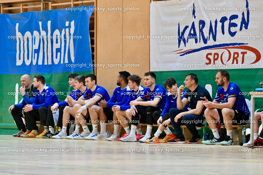 SC Ferlach vs. ALPLA HC Hard | Spielerbank SC Ferlach, SC Ferlach vs. ALPLA HC Hard, SC Ferlach vs. ALPLA HC Hard am 05.04.2025 in Ferlach (Ballspielhalle Ferlach), Austria, (Photo by Bernd Stefan)