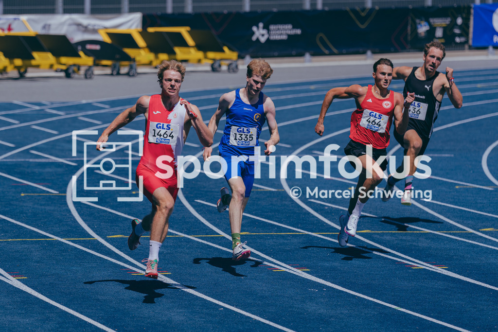 Deutsche Meisterschaften U20 / U16 2026 | Jonathan Deppe, BTW Bünde, 1464. Valentin Boldt, SV Automation 61 Leipzig, 1335, Luca Barowski, Eintracht Frankfurt e.V., 464, 200-Meter-Lauf, Halbfinale, Deutsche Meisterschaften der U20 &amp; U16 2026, Lohrheidestadion Bochum-Wattenscheid, 12.07.2026. Foto: Marcel Schwering / sportimfokus - Realisiert mit Pictrs.com