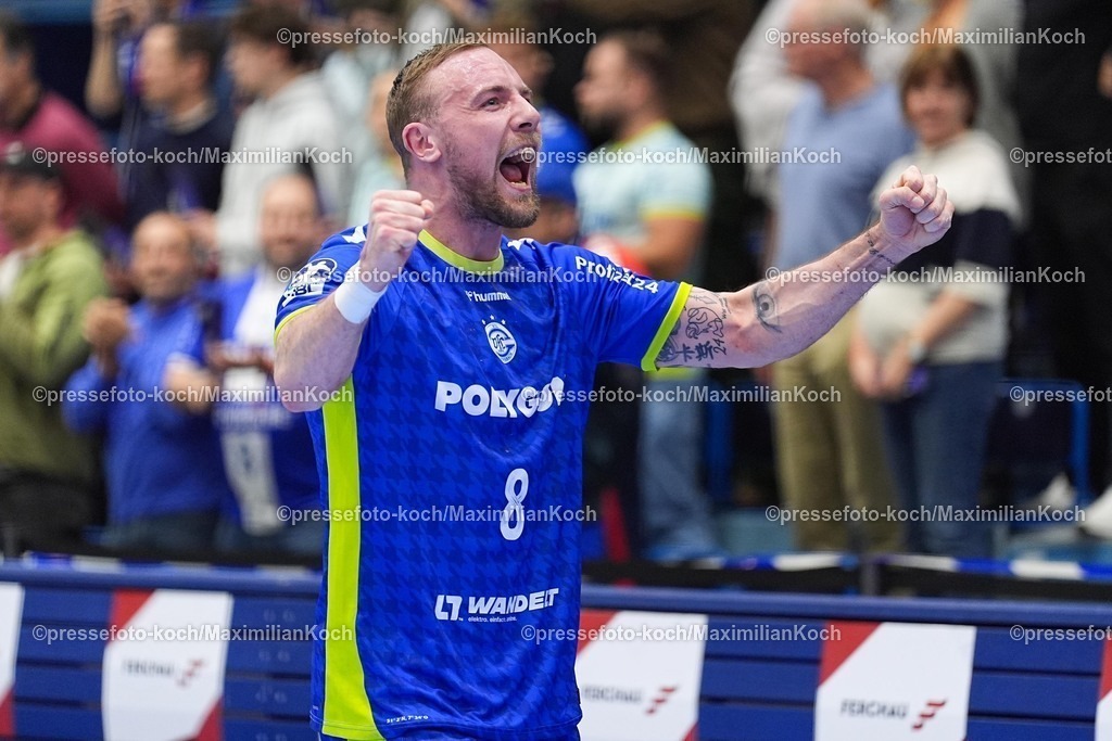 xYDRx10022601049 | 10.02.2026, xydrx, Handball, 1.HBL, VfL Gummersbach - SG Flensburg-Handewitt, Schwalbe-Arena: Lukas Blohme (VfL Gummersbach #8) bejubelt den Sieg   Photo: xYannisxDreimannxPressefotoKochx
