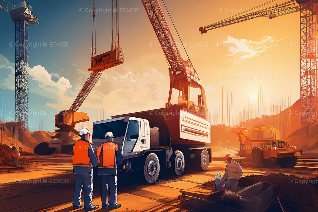 Baustelle mit Menschen und Kran | Baustelle mit Menschen und Kran - Realisiert mit Pictrs.com
