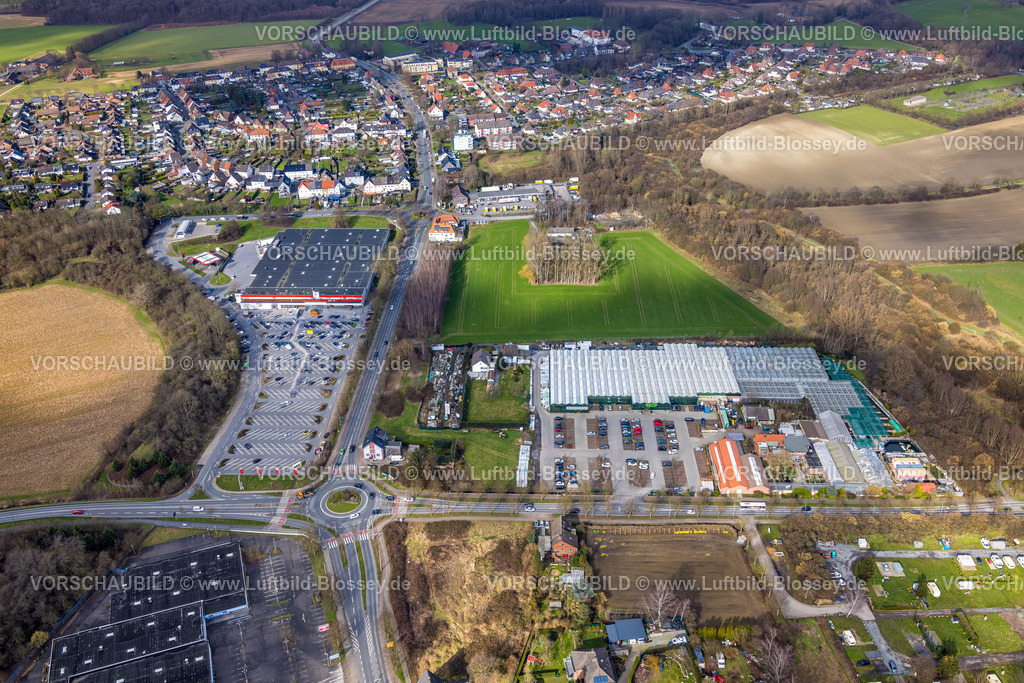 Hamm230215139 | Luftbild, Geplante Gewerbefläche Münsterstraße gegenüber von Kaufland, nördlich vom Gartencenter Bintig, Stadtbezirk Heessen, Hamm, Ruhrgebiet, Nordrhein-Westfalen, Deutschland