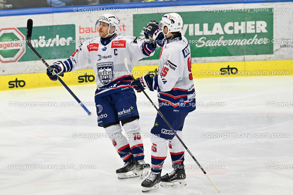 EC IDM Wärmepumpen VSV vs. Hydro Fehervar AV19  | Jubel Hydro Fehervar AV19 Mannschaft, #16 Hari Janos HYDRO FEHERVAR, #95 Atkinson Joshua HYDRO FEHERVAR, EC IDM Wärmepumpen VSV vs. Hydro Fehervar AV19 , EC IDM Wärmepumpen VSV vs. Hydro Fehervar AV19  am 01.01.2025 in Villach (Stadthalle Villach), Austria, (Photo by Bernd Stefan)