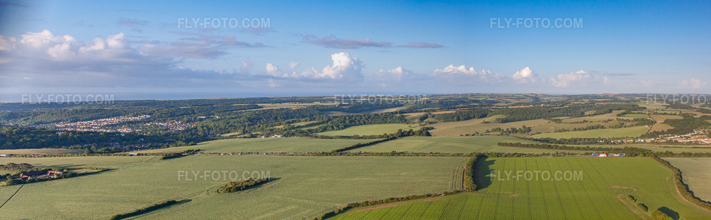 Aerial view: Panorama in Coldred in the state England, Great Britain.Photo: IMG_40560().jpg taken on 06/09/2011 by Werner Riehm/FLY-FOTO.comResolution of the original: 9702 x 3001 px