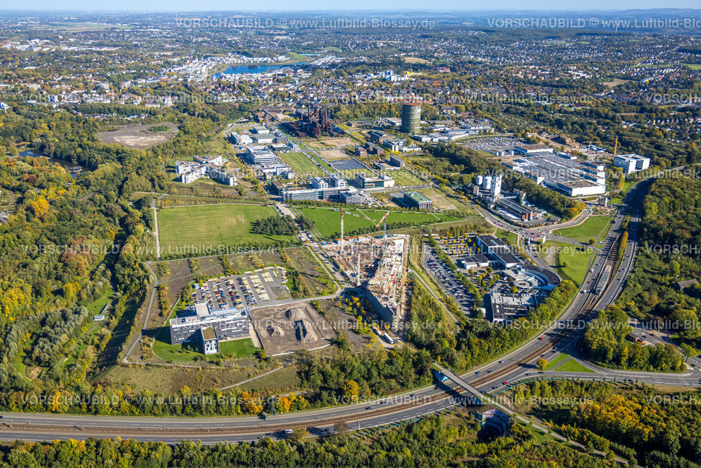 Dortmund221000381 | Luftbild, Gewerbegebiet Phoenix West, Baustelle und Neubau am Phoenix Park an der Robert-Schuman-Straße, im Hintergrund der Phoenix-See, Hörde, Dortmund, Ruhrgebiet, Nordrhein-Westfalen, Deutschland