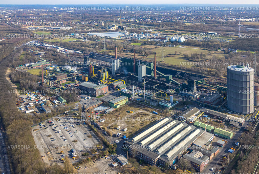 Bottrop250202439Mitte | Luftbild, ArcelorMittal Bottrop, ehemalige Zeche Prosper mit Gasometer, hinten Emschergenossenschaft Kläranlage Bottrop, Welheim, Bottrop, Ruhrgebiet, Nordrhein-Westfalen, Deutschland