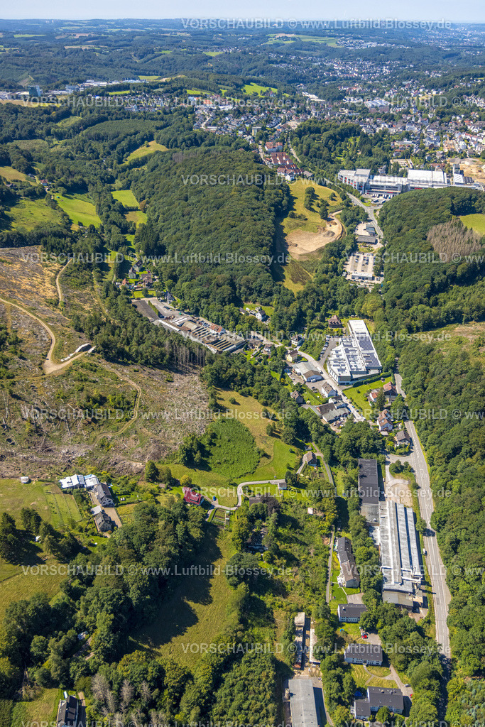 Ennepetal230800983 | Luftbild, Gewerbegebiet Hagener Straße Hasperbach, Waldschäden, Voerde, Ennepetal, Ruhrgebiet, Nordrhein-Westfalen, Deutschland