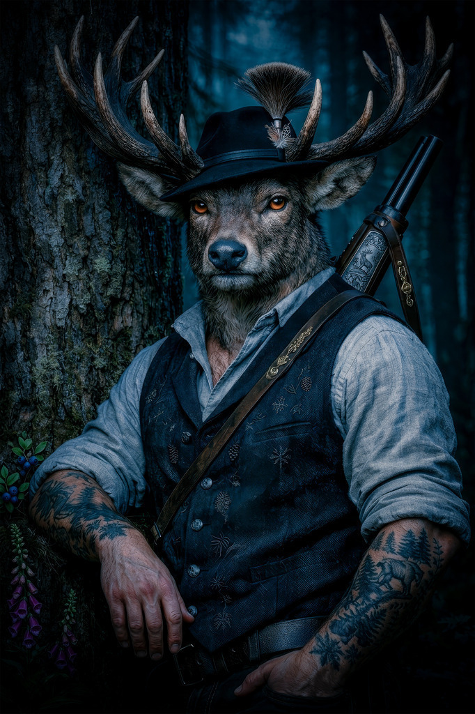 Schwarzwald-Fine-Art-Hirsch | Schwarzwald-Fine-Art Bildserie über das verborgene Volk des Schwarzwaldes  - Realisiert mit Pictrs.com