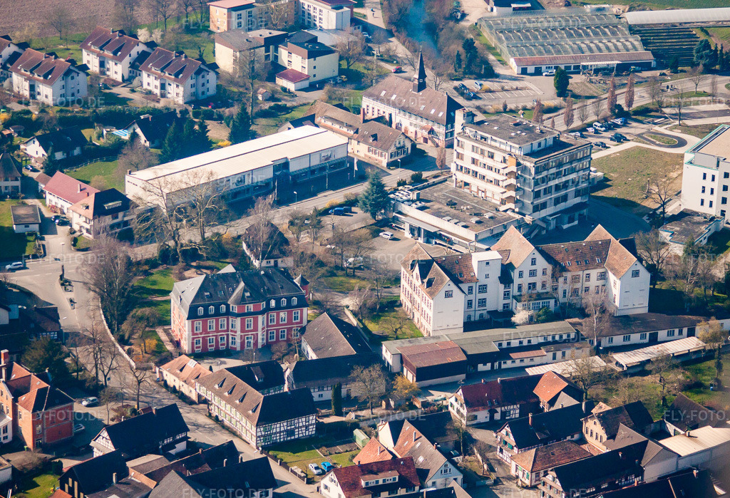 Luftbild: Ortsverwaltung Kork im Ortsteil Kork in Kehl im Bundesland Baden-Württemberg in Deutschland. – Foto: IMG_62915.jpg vom 09.03.2014 durch Werner Riehm/FLY-FOTO.de – Auflösung des Originals: 4252 x 2901 px – Stadt Kehl