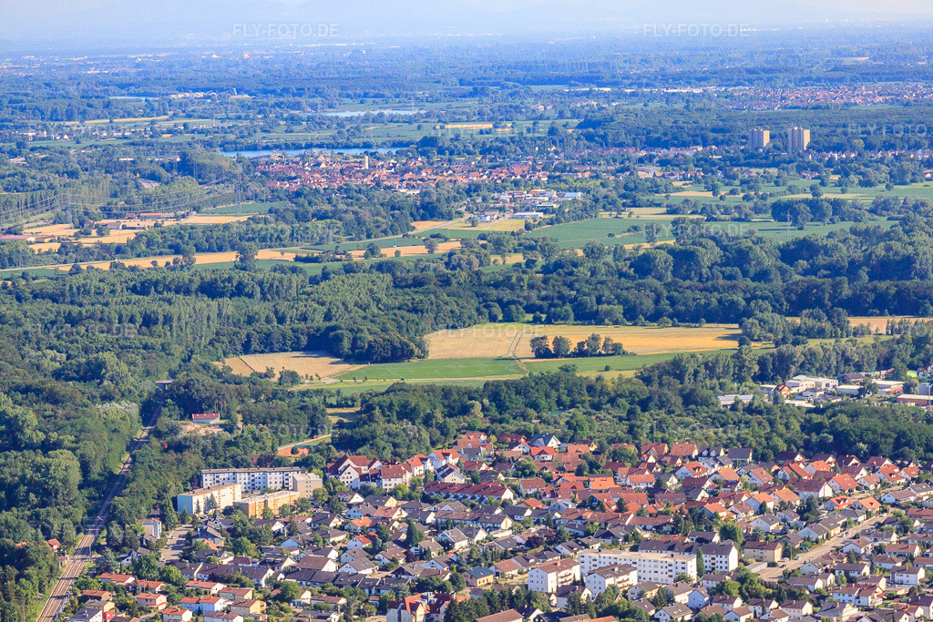 Luftbild: Ortsansicht von Norden in Jockgrim im Bundesland Rheinland-Pfalz in Deutschland.Foto: IMG_42419.jpg vom 27.06.2011 durch Werner Riehm/FLY-FOTO.deAuflösung des Originals: 4752 x 3168 px