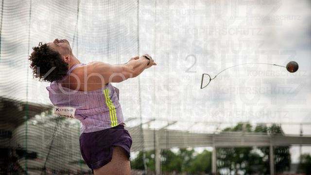Golden Oval; Dresden, 31.05.2026 | DRESDEN , GERMANY - MAY 31:  Merlin Hummel (GER / Germany) competes in the hammer throw during the Golden Oval Continental Tour Silver meeting on May 31, 2026 at Heinz-Steyer-Stadion in Dresden, Saxony, Germany.