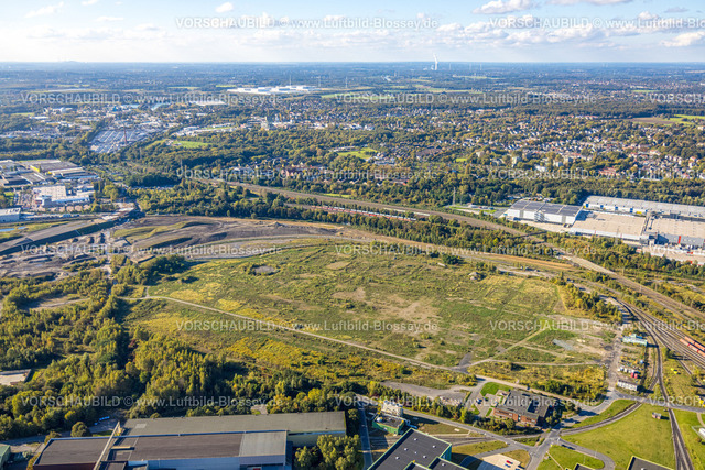 Dortmund241006316 | Luftbild, Brachfläche am nördlichen Rand des Gewerbegebiets Westfalenhütte, Fernsicht und blauer Himmel mit Wolken, Borsigplatz, Dortmund, Ruhrgebiet, Nordrhein-Westfalen, Deutschland