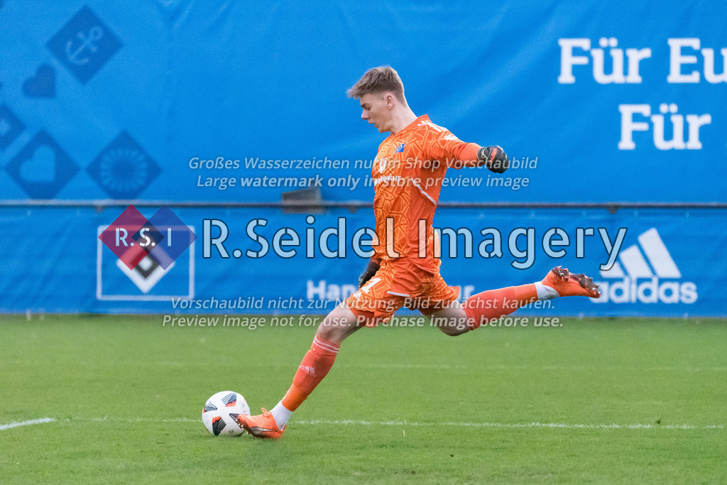 Fußball, Saison 2022/23, Freundschaftsspiel, Hamburger SV II (U21) - Eimsbütteler TV, Trainingsplatz am Volksparkstadion (Hamburg), 28.03.2023 | Leo Oppermann (#1, HSV II, Torwart)