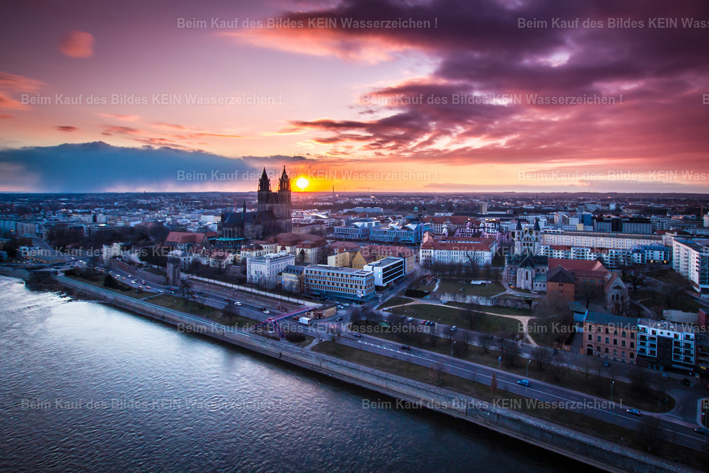 Sonnenuntergang Dom Magdeburg Februar-8473 | Magdeburg Luftbild Abendlicht Dom - Realisiert mit Pictrs.com