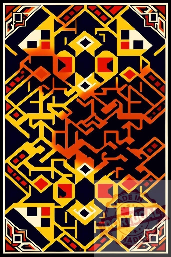 Abstract geometric tribal pattern with warm colors | Abstract geometric pattern showing tribal design with warm colors - Realisiert mit Pictrs.com