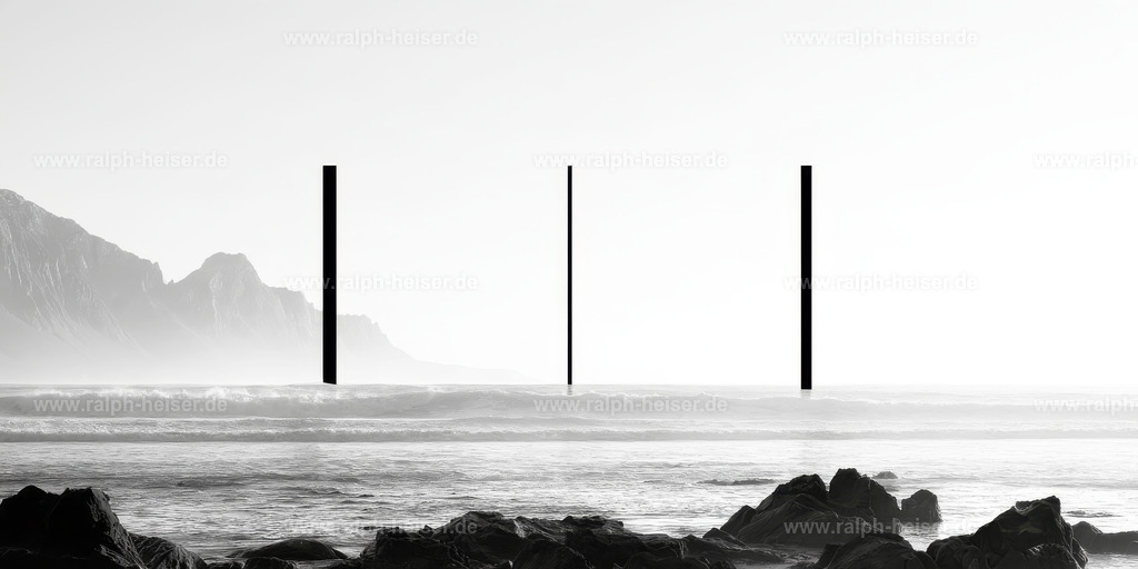 KI00450 | Mit moderner KI‑generiertes schwarz-weiß Artwork, sorgfältig manuell für den Druck optimiert.