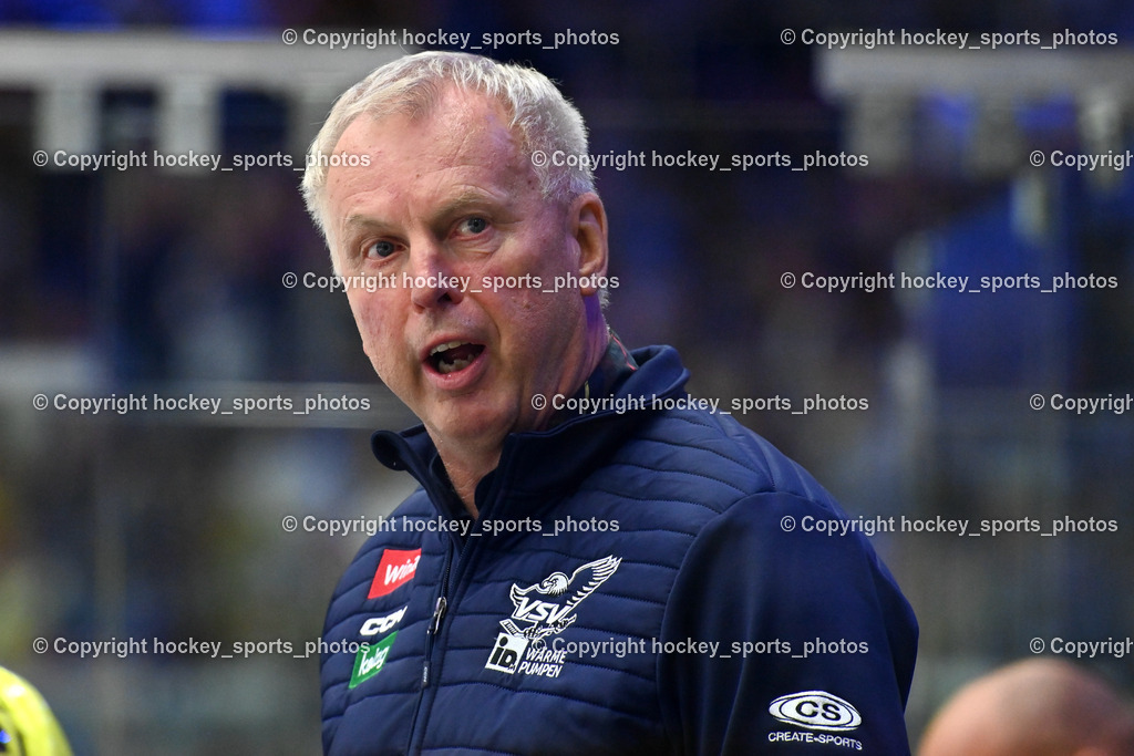 EC IDM Wärmepumpen VSV vs. HC Bozen 19.9.2023 | Headcoach EC VSV Rob Daum, win2day icehockeyleague, EC IDM Wärmepumpen - HC Bozen  am 19.09.2023 in Villach (Stadhalle Villach), Austria, (Photo by Bernd Stefan)