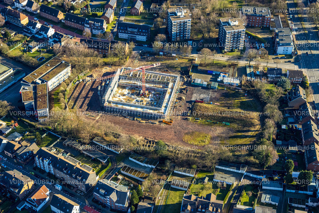 Bottrop240107540 | Luftbild, Baustelle mit Neubau Neustraße Ecke Westring auf dem ehemaligen Sportplatz, Süd-West, Bottrop, Ruhrgebiet, Nordrhein-Westfalen, Deutschland