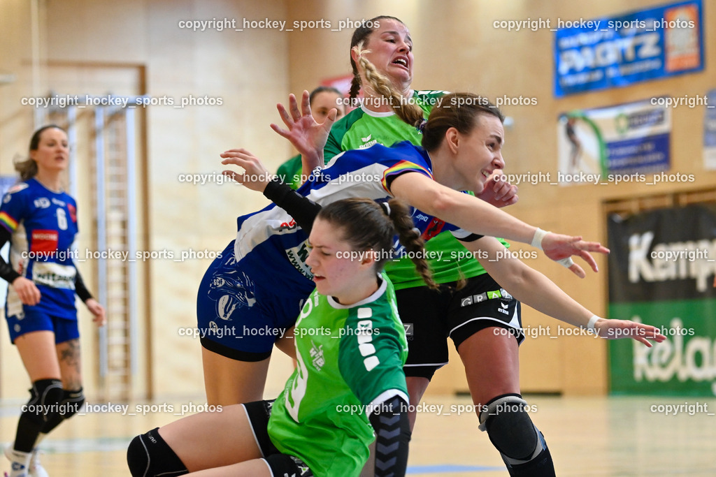 SC Ferlach Damen vs. HIB Graz 18.2.2023 | #18 MORITZ, Anna, #23 Prevendar, Dorotea, #13 SPALT Lisa, 