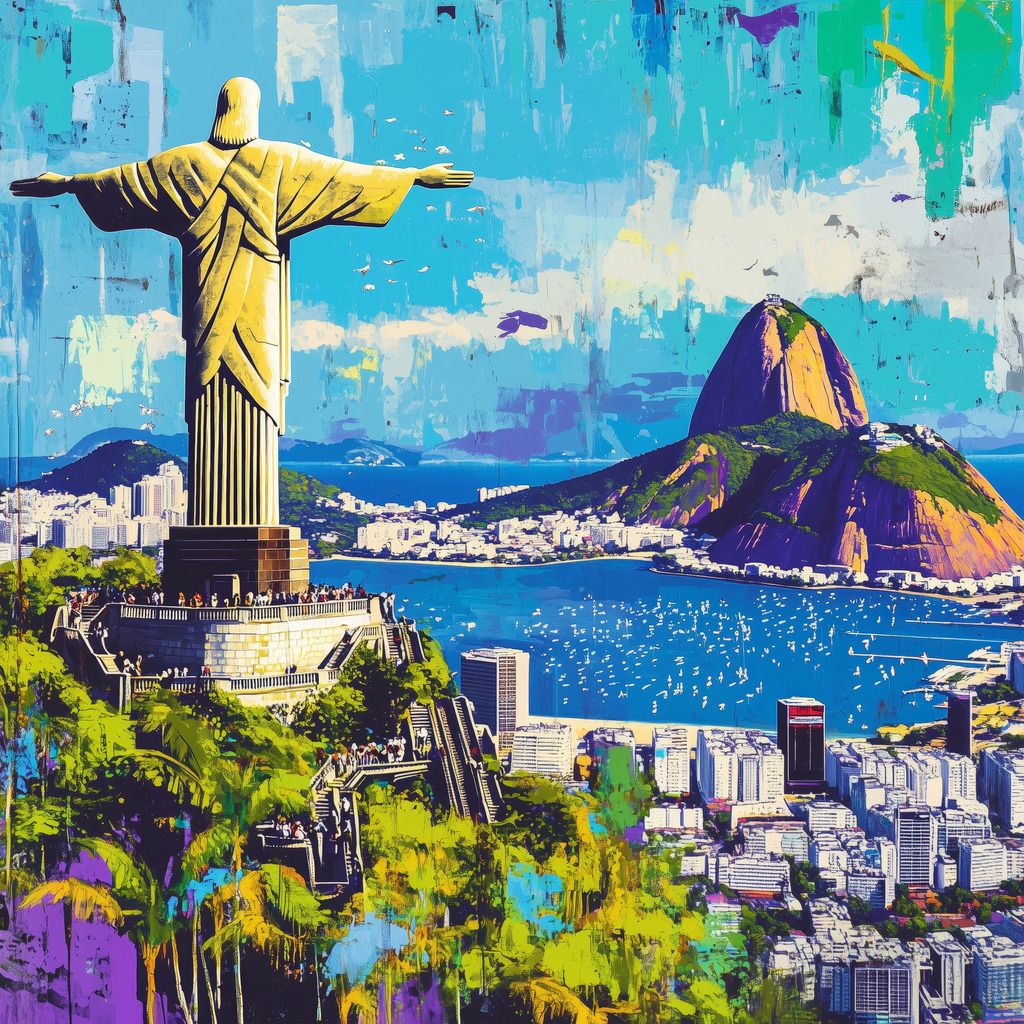 2507007 - Fantasie von Rio de Janeiro | Fantasievolle Stadtansicht von Rio de Janeiro im digitalen Pop-Art-Stil – farbstark, kontrastreich und grafisch akzentuiert.