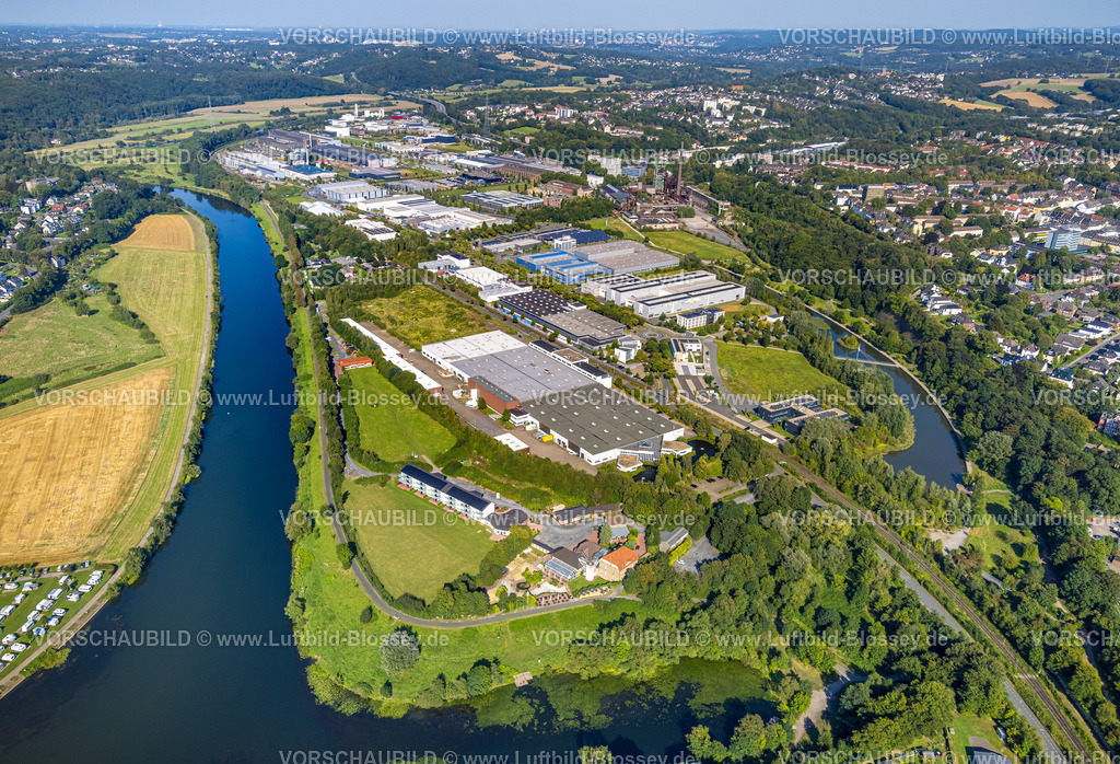 Hattingen240810649 | Luftbild, Henrichshütte Landschaftspark und Industriemusem am Fluss Ruhr, Hattingen, Ruhrgebiet, Nordrhein-Westfalen, Deutschland