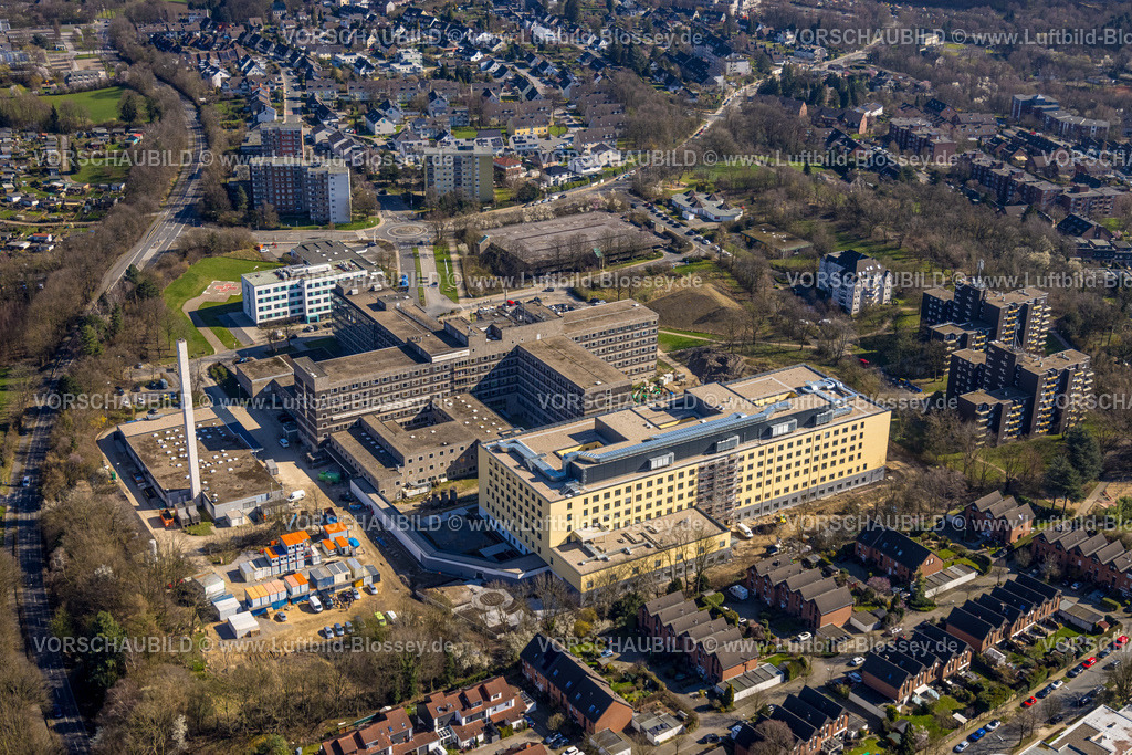 Velbert240301865 | Luftbild, Helios Klinikum Niederberg Krankenhaus mit Neubau Erweiterungsbau, Wohngebiet, Velbert, Ruhrgebiet, Nordrhein-Westfalen, Deutschland
