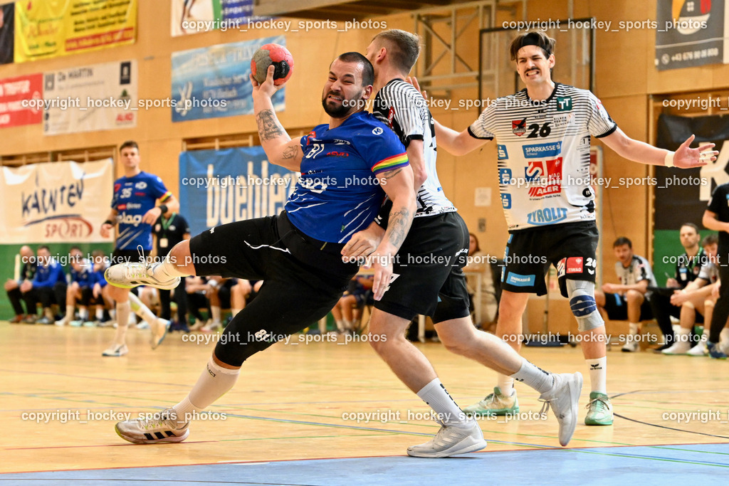 SC Ferlach vs. Schwaz Tirol Handball | #81 Milicevic Adrian SC Ferlach, #26 MISKOVEZ Michael Schwaz Tirol Handball, #97 KOFLER Samuel Schwaz Tirol Handball, SC Ferlach vs. Schwaz Tirol Handball, SC Ferlach vs. Schwaz Tirol Handball am 12.10.2024 in Ferlach (Ballspielhalle Ferlach), Austria, (Photo by Bernd Stefan)