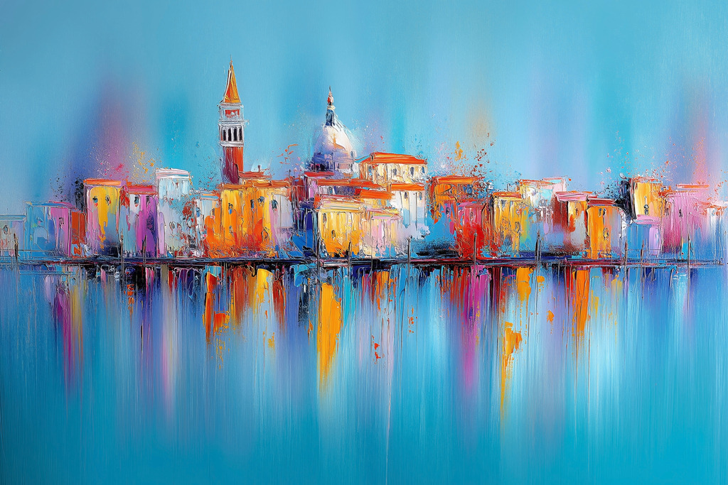 2510010 - Abstraktes Venedig |  Modernes Venedig Gemälde als hochwertiger Kunstdruck. Wähle Ausführung und Format direkt über "Bestellen".