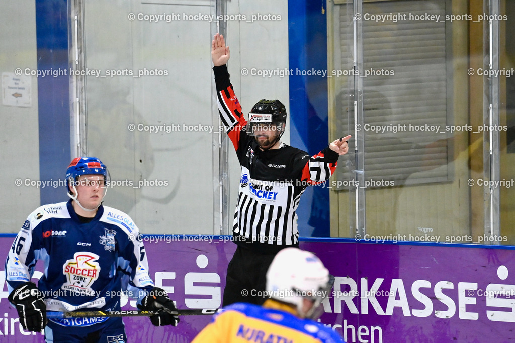 ESC Steindorf vs. EHC Althofen | #46 Maurer Julian ESC Steindorf, Kummer Stefan Referee,ESC Steindorf vs. EHC Althofen, ESC Steindorf vs. EHC Alhofen am 03.03.2024 in Steindorf (Ossiachersee Halle), Austria, (Photo by Bernd Stefan)